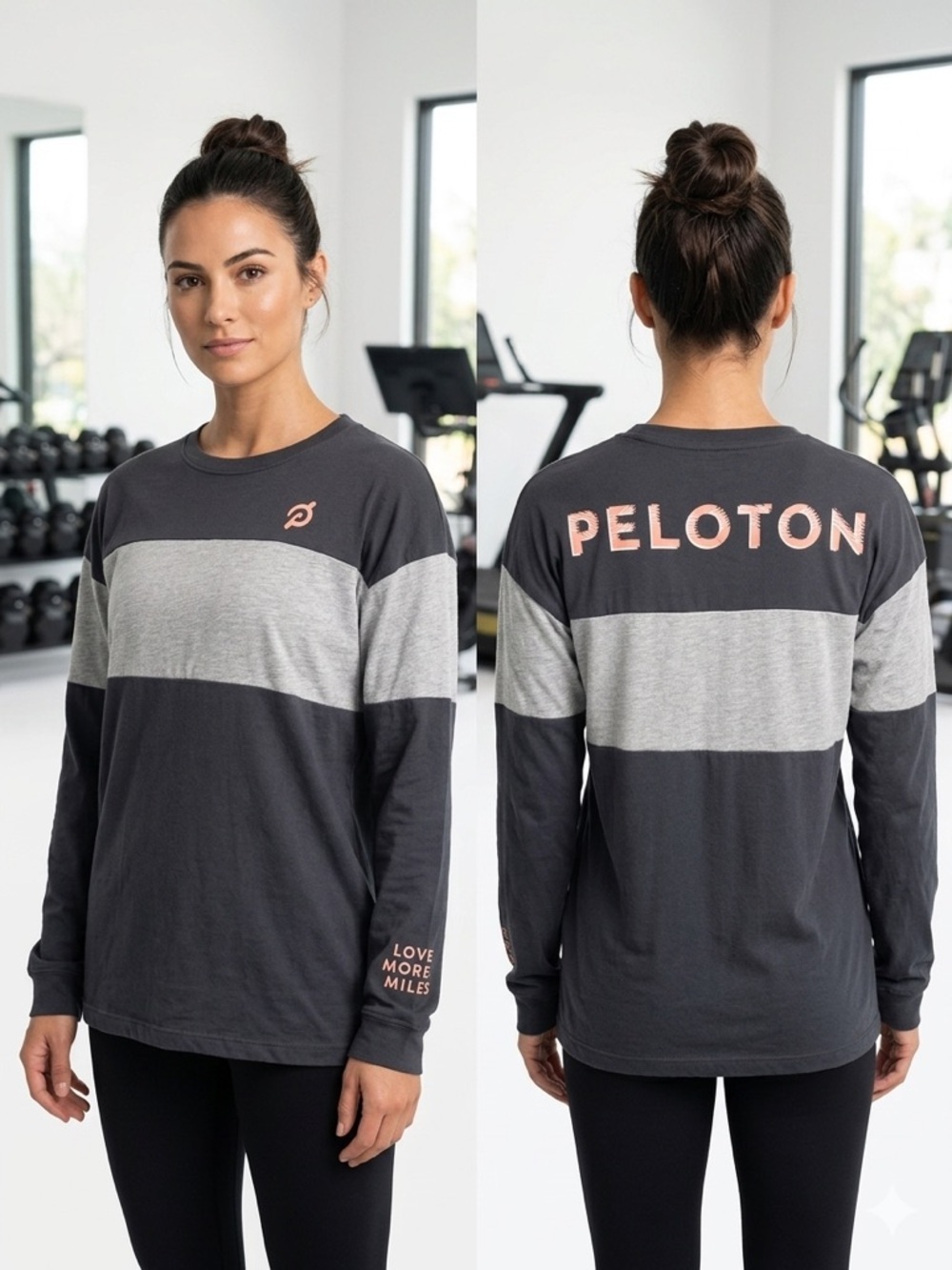 Peloton Women’s Gray Long Sleeve Rugby Venice Make Waves Cycling T-Shirt Small